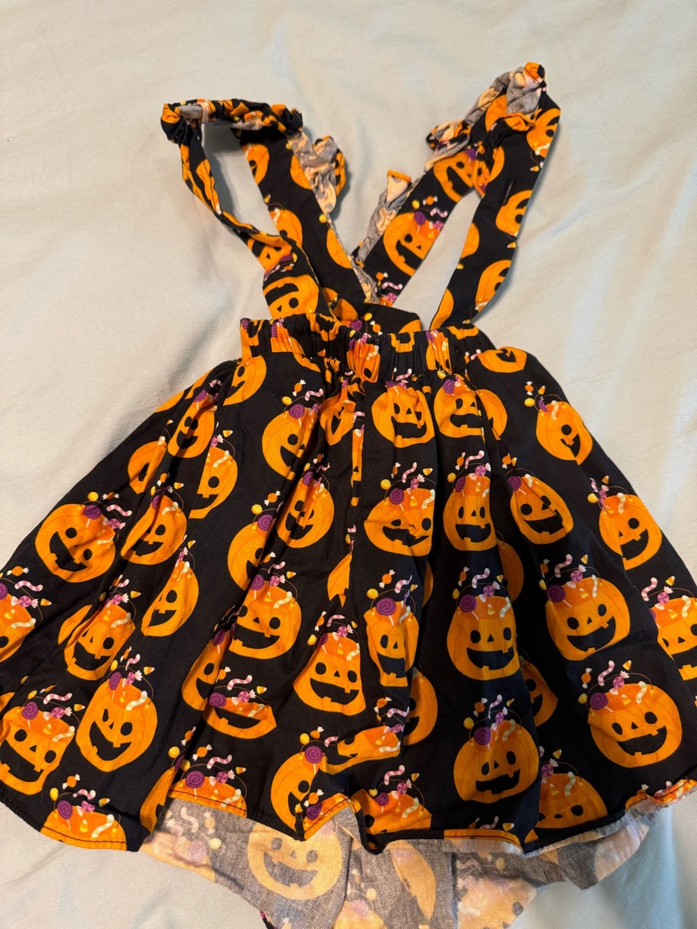 Ricrac & Ruffles Kids Halloween Pumpkin Skirt - Black & Orange
